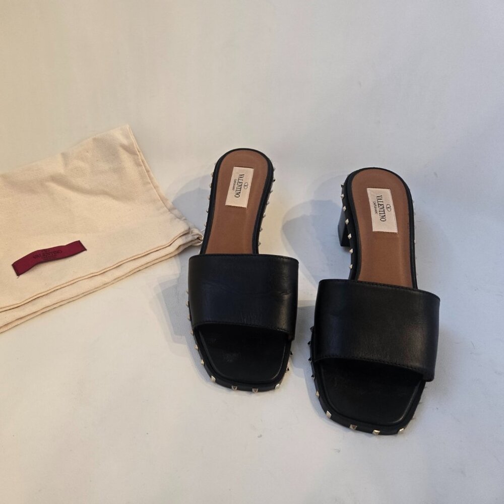Valentino Gravani Rock stud Black slide sandals 37.5
